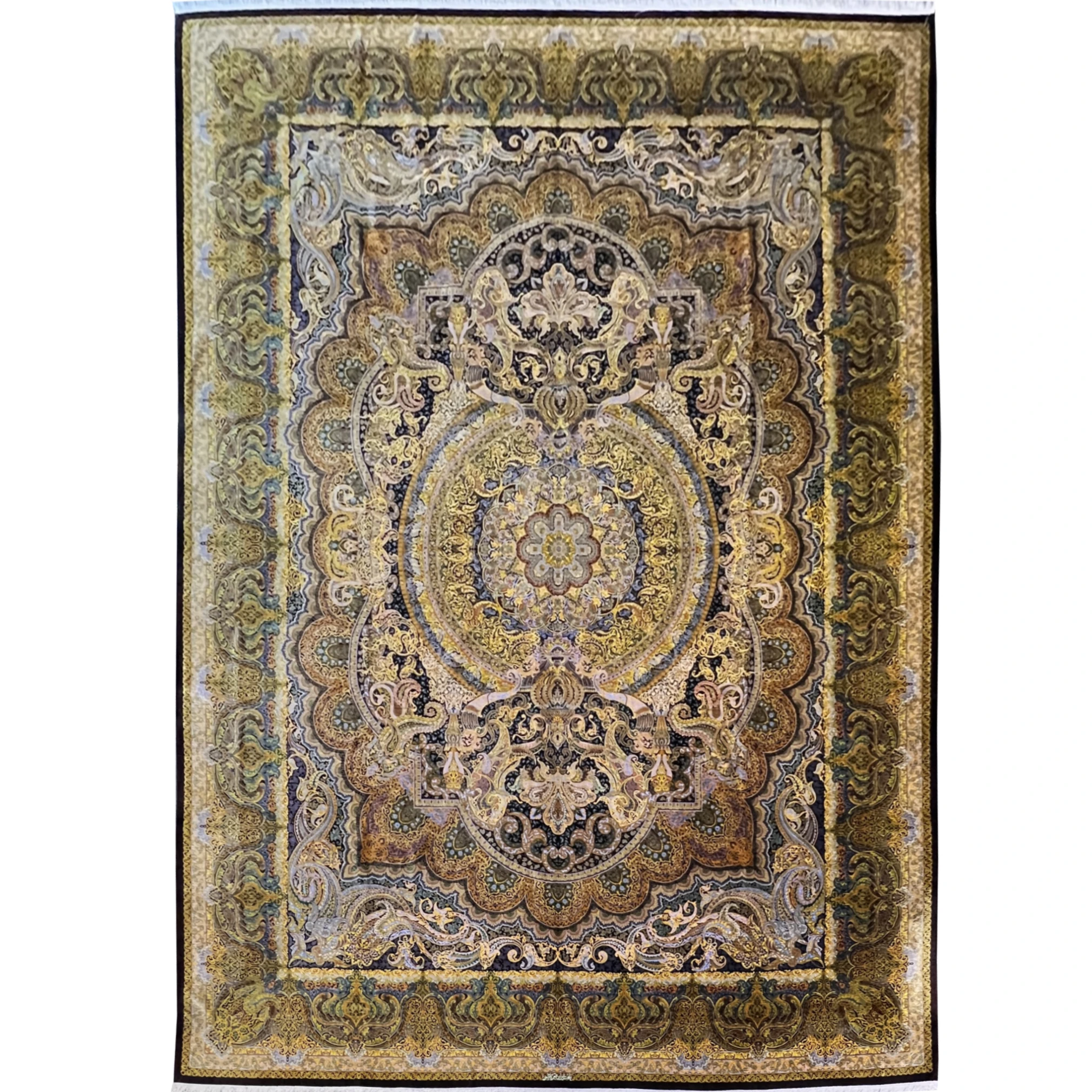 Lachak Toranj pattern carpet, all silk, original from Qom